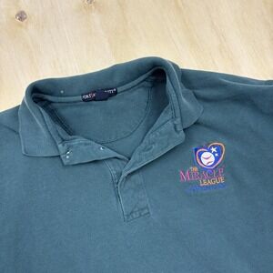 Vintage Miracle League Polo Shirt Mens 2XL Green Cotton Baseball Logo